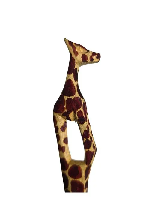 Vtg 1990s Wooden Hand Carved Giraffe Letter Opener Safari Animal Decor, 11.5" - Picture 2 of 4
